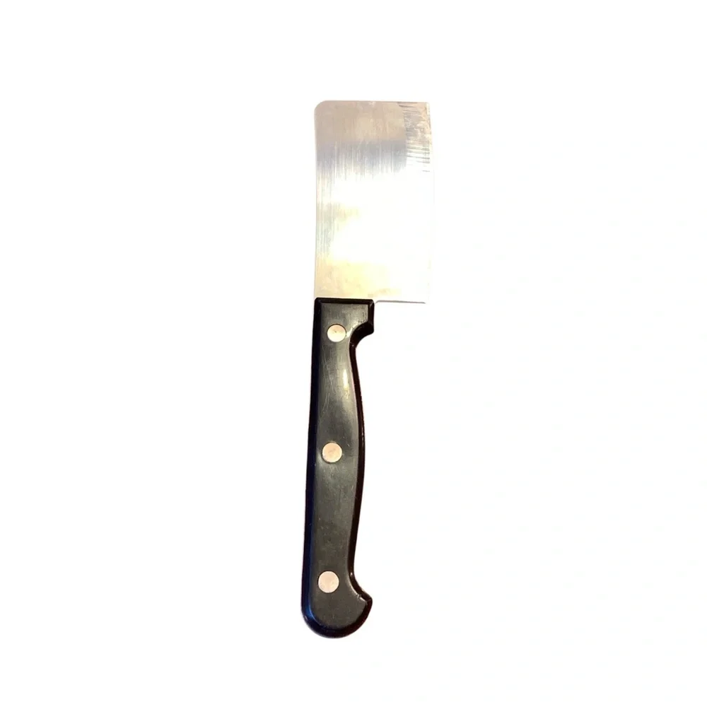 Stainless Steel Kitchen Cheese Cleaver with Black Handle Silverware Cooking Tool